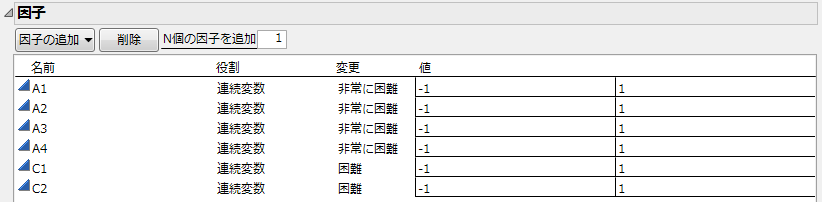 Factors for Battery Experiment