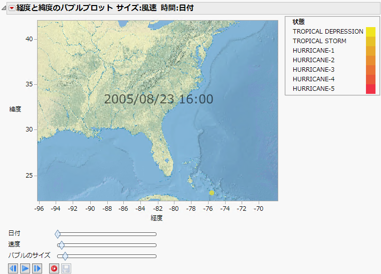 Bubble Plot of Katrina Data.jmp with Background Map