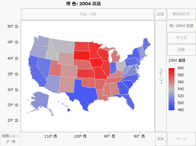 Example of SAT.jmp After Dragging 2004 Verbal to Color