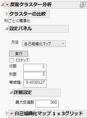 Self Organizing Map Option in the Control Panel