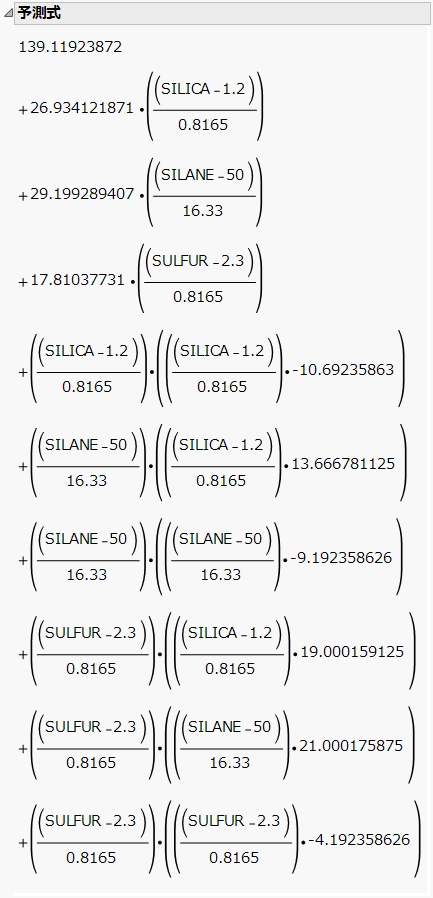 Prediction Expression for Model with Coded Factors