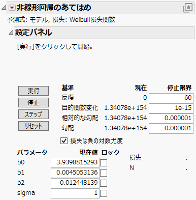 Initial Nonlinear Fit Control Panel