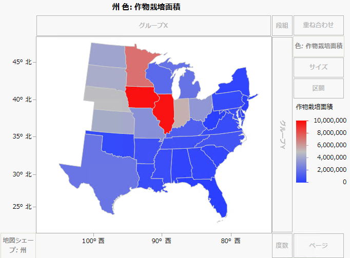 Map Showing Median Commodity Acres Planted
