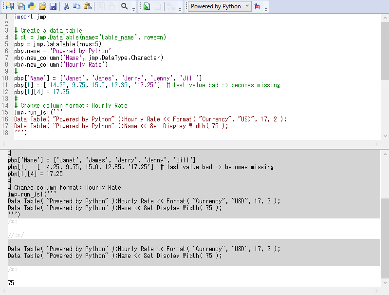 Python Script Editor with Embedded Log
