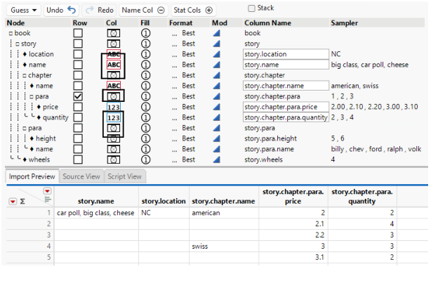 Data Types Assigned in the Col Column