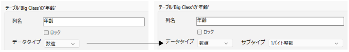 Column Info Window That Shows Numeric Column before and after Compression