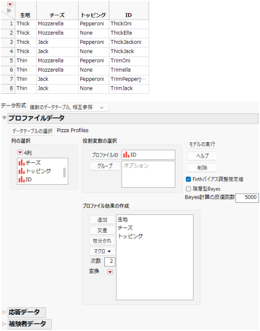 Profile Data Table and Completed Profile Data Outline