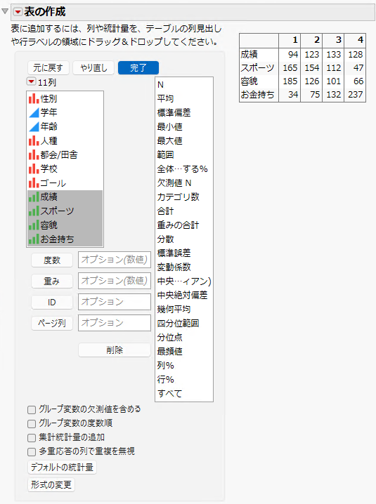 Columns by Categories