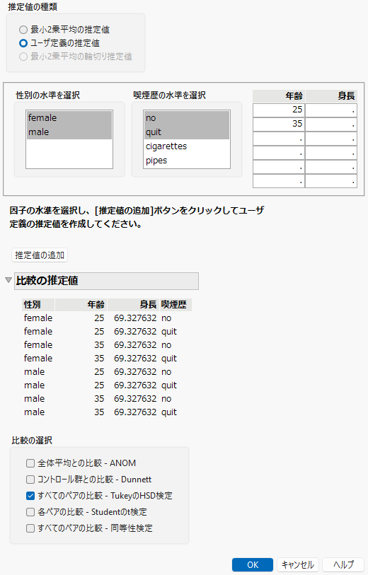 Populated Used-Defined Estimates Window