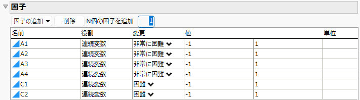 Factors for Battery Experiment