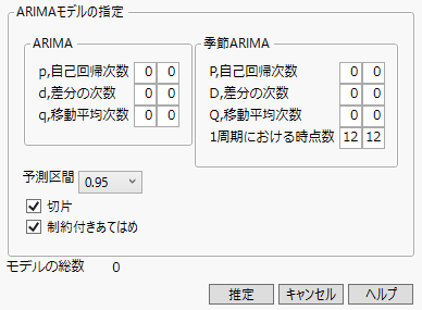 ARIMA Model Group Specification Window