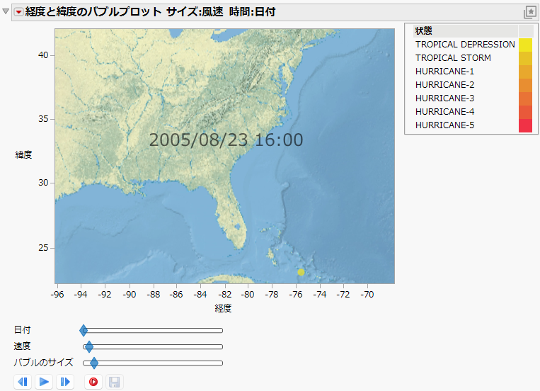 Bubble Plot of Katrina Data.jmp with Background Map