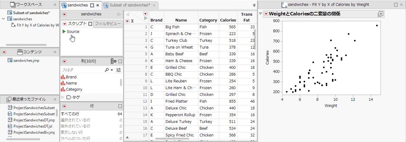 Project with Unsaved Subset Table
