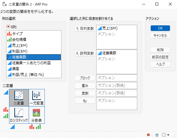 Fit Y by X Window