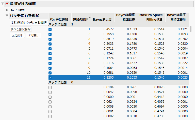 Selected Batch of Runs