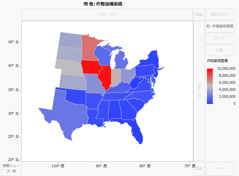 Map Showing Median Commodity Acres Planted