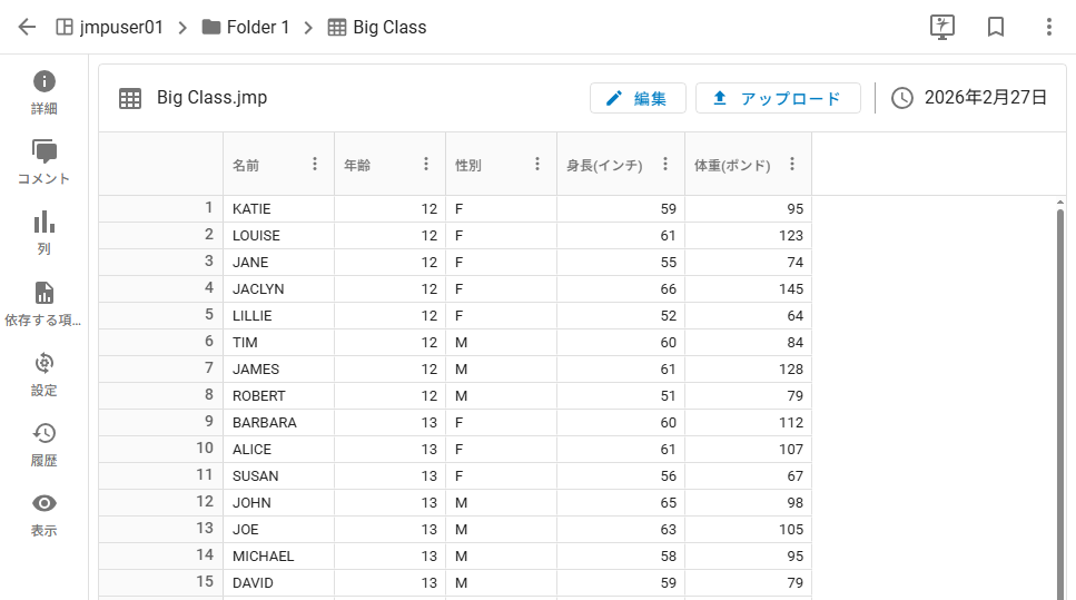 Example Data Table
