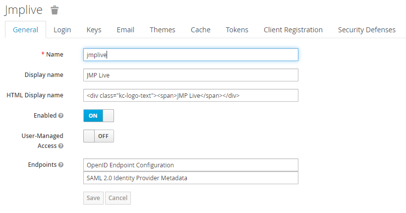 Keycloak Administration Console General Options Keycloak Administration Console General Options