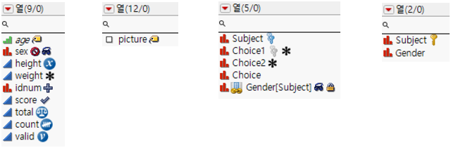 Icons Indicating Column Characteristics and Properties