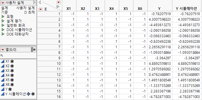 Partial View of Design Table