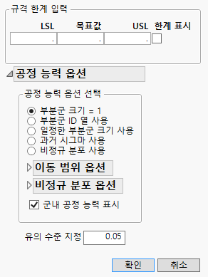 Process Capability Analysis Window