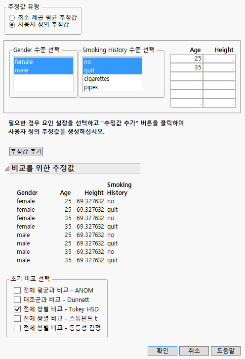 Populated Used-Defined Estimates Window