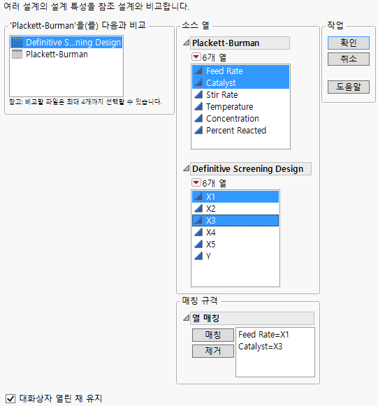 Selection of Columns for Matching