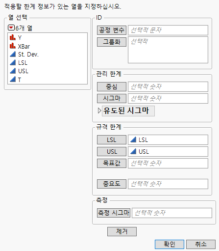 Limits Specifications Window