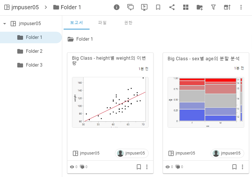 Published Reports in a JMP Live Folder