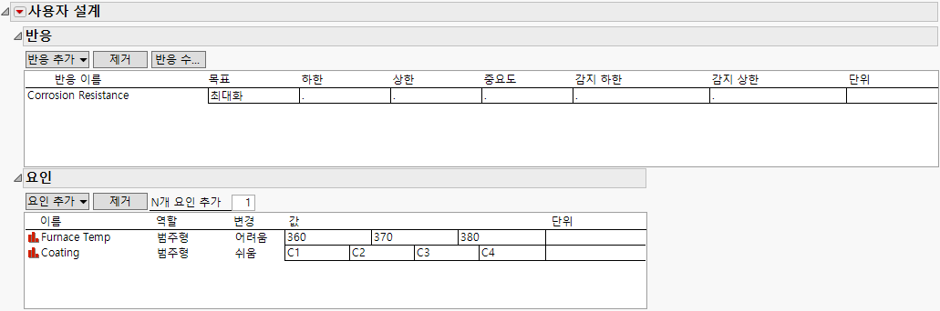 Responses and Factors for Box Corrosion Split-Plot Experiment