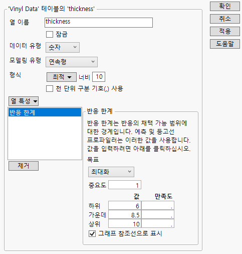 Completed Response Limits Panel