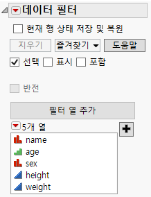 Initial Data Filter Window