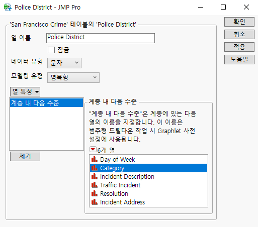 Category Selected for Next in Hierarchy