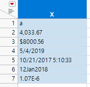 Column of Numeric and Character Data