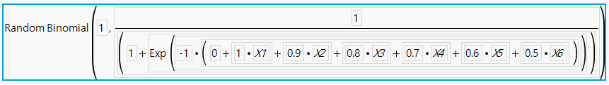 Random Binomial Formula for Y Simulated