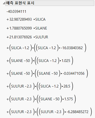 Prediction Expression for Model with Uncoded Factors
