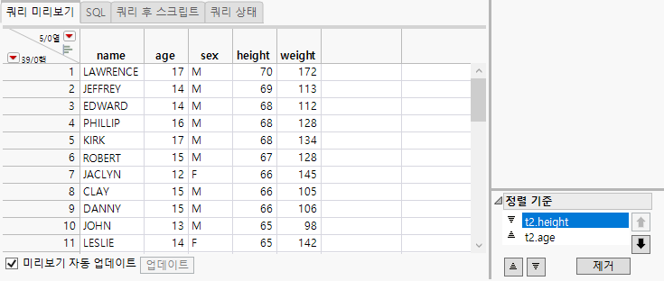 Result of Reordering Columns