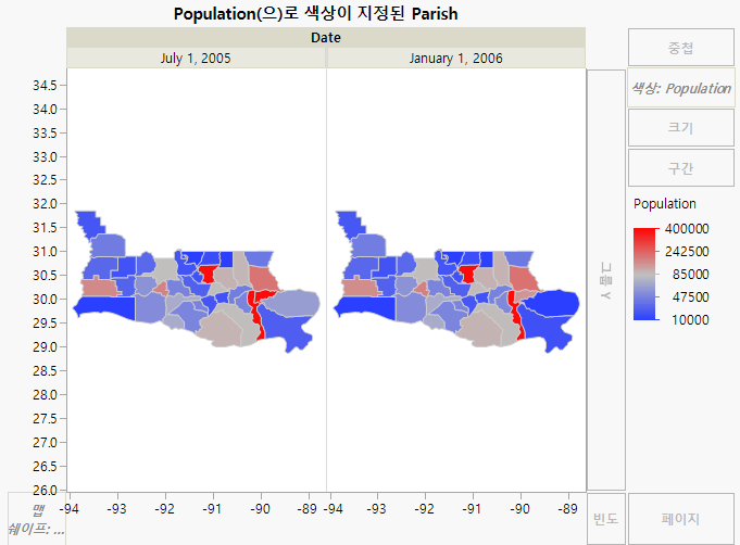 Population of Parishes Before and After Katrina