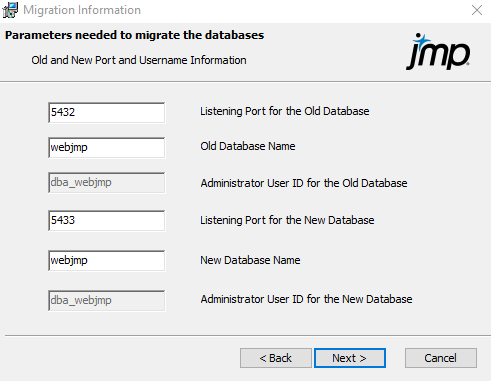 Specify Database Parameters Specify Database Parameters
