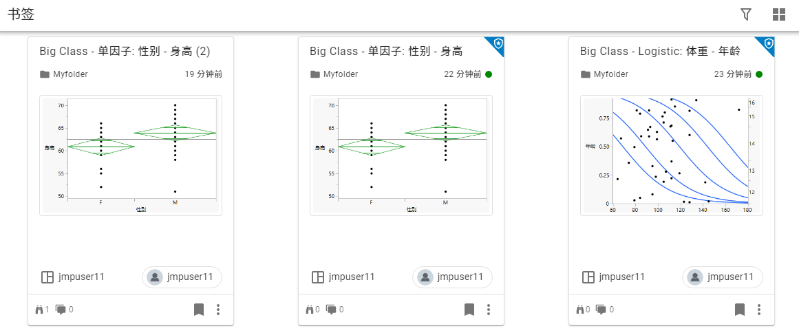 Example of the Bookmarks Page