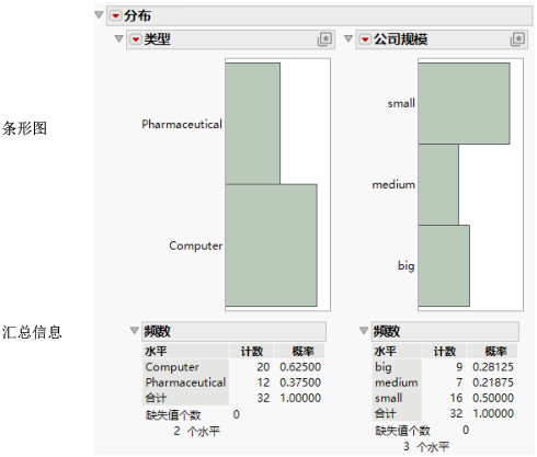Bar Charts of Type and Size Co