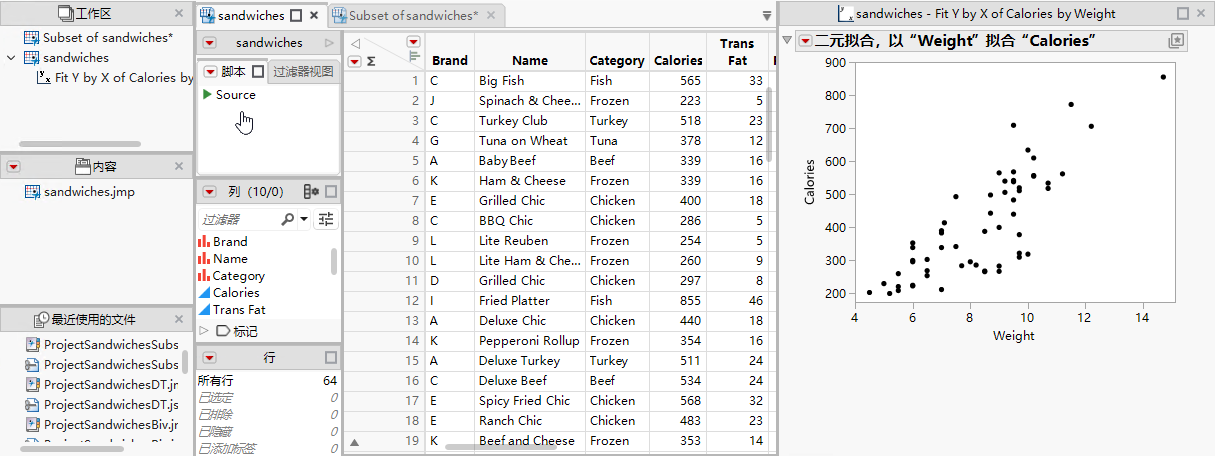 Project with Unsaved Subset Table