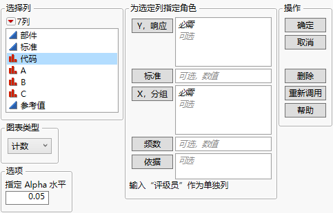 The Attribute Gauge Chart Launch Window