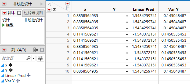 Augmentation of One Factor Logistic Design.jmp