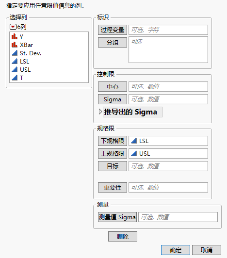 Limits Specifications Window