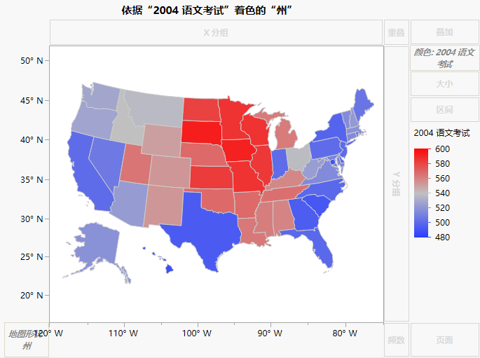 Example of SAT.jmp After Dragging 2004 Verbal to Color