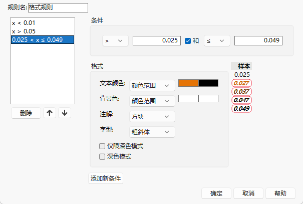 Example of Adding a Condition with Formatting Rules