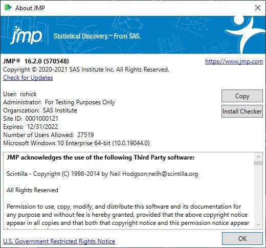 Site ID Location for JMP 16 for Windows